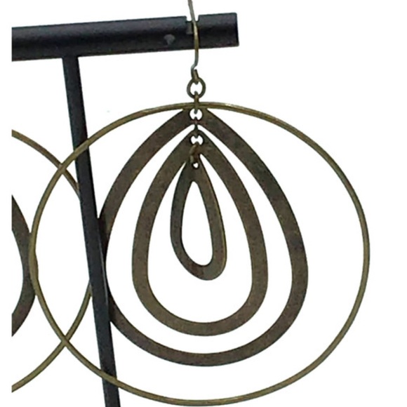 NWT Cache Bronze Metal Abstract Spiral Drop Hoop Earrings - Picture 4 of 6